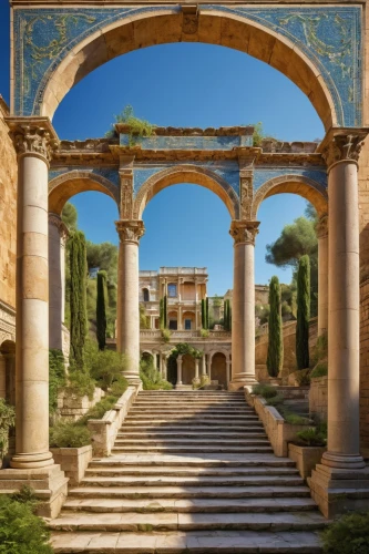 celsus library,panagora,gennadius,palatino,leptis,giarratano,palmyra,pergola,celsus,palladianism,apolloni,alhambra,villa d'este,the ruins of the palace,giardino,taormina,jardiniere,janiculum,jerash,ephesus,Illustration,Realistic Fantasy,Realistic Fantasy 26