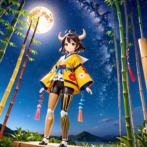 tanabata,mid-autumn festival,starry sky,hanabi,kururi,tianyi,tsukiko,kaga,matsuri,kaban,clear night,himawari,suzumiya,fireflies,yumei,anime japanese clothing,eiko,moonlit night,yanmei,yukata,Anime,Anime,Realistic