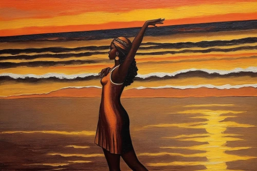 fisherwoman,african art,indigenous painting,man at the sea,oil painting on canvas,oil on canvas,oil painting,african woman,khokhloma painting,el mar,girl on the dune,khnum,heiau,inanna,umoja,hinemoa,tassili n'ajjer,girl on the boat,samudra,praying woman,Illustration,Realistic Fantasy,Realistic Fantasy 21