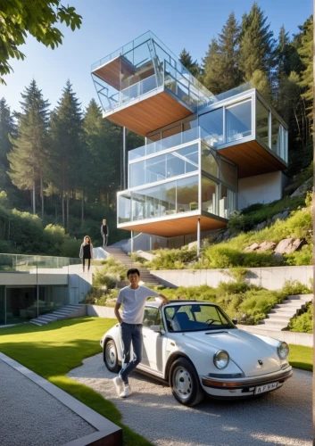 modern architecture,gullwing,underground garage,smart house,cubic house,alpine style,futuristic architecture,modern house,alpine drive,futuristic car,folding roof,modern style,modern office,porsche targa,porsche 356,sustainable car,cube house,luxury property,dunes house,luxury real estate,Photography,General,Realistic