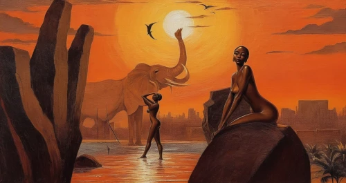 pterosaurs,el salvador dali,zambezian,mcquarrie,akhnaten,barsoom,nyarlathotep,khnum,barosaurus,khartoum,guards of the canyon,dali,mogadorians,chhinnamasta,varaha,kuenzer,dogon,nile,phoenicians,sekhmet,Illustration,Realistic Fantasy,Realistic Fantasy 21