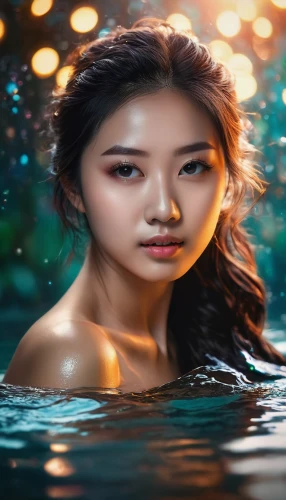 mermaid background,underwater background,water nymph,naiad,in water,water lotus,girl on the river,under the water,dyesebel,watery heart,portrait background,the sea maid,amphitrite,world digital painting,photoshoot with water,mermaid,asian woman,water pearls,naiads,immersed,Photography,General,Fantasy
