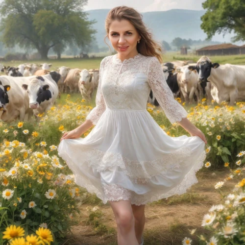 country dress,dirndl,countrywoman,countrygirl,maramures,farm girl,milkmaid,seoige,girl in white dress,shepherdess,biljana,milkmaids,transcaucasus,sarikaya,transcaucasia,countrywomen,paparizou,countrie,farm background,sound of music,Photography,Realistic