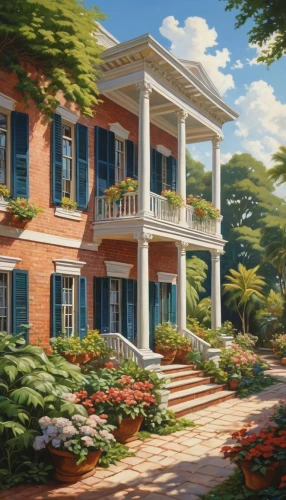 country estate,country house,gardenias,private house,beautiful home,two story house,home landscape,palladianism,villa,monticello,townhomes,residential house,house painting,dreamhouse,townhome,country hotel,apartment house,woman house,large home,hacienda,Art,Classical Oil Painting,Classical Oil Painting 42