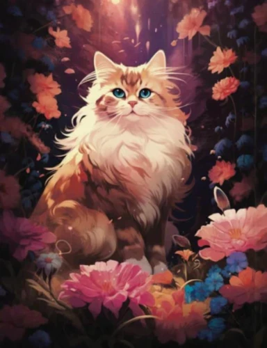 himalayan persian,flower cat,blossom kitten,maincoon,siberian cat,beautiful wallpaper,korin,flower animal,felino,fantasy animal,starclan,thunderclan,cute cat,birman,fluffier,riverclan,fantasy picture,flower background,spring background,leafstar