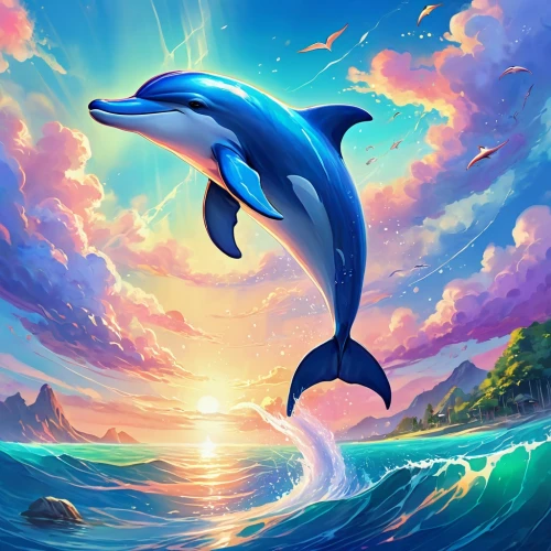 dolphin background,dolphin,oceanic dolphins,dolphins,ocean background,dusky dolphin,wyland,dauphins,bottlenose dolphins,dolphin coast,two dolphins,orca,delphin,bottlenose dolphin,dolphins in water,dolphin swimming,delphinus,makani,cetacean,a flying dolphin in air,Illustration,Realistic Fantasy,Realistic Fantasy 01