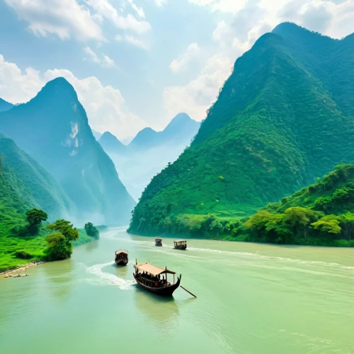 river landscape,vietnam,mekong river,yangtze,viet nam,guilin,boat landscape,yangshao,mekong,haicang,tamenglong,guizhou,yangshuo,beautiful landscape,mountainous landscape,ha giang,ham ninh,tailandia,teal blue asia,ninh,Unique,Design,Logo Design