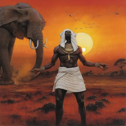 oenomaus,megalon,afrikan,obatala,mundari,mvula,kemet,tassili n'ajjer,makama,lwanga,sudan,frazetta,teferi,umoja,afrofuturism,african man,serengeti,elephunk,maasai,african art,Illustration,Realistic Fantasy,Realistic Fantasy 06