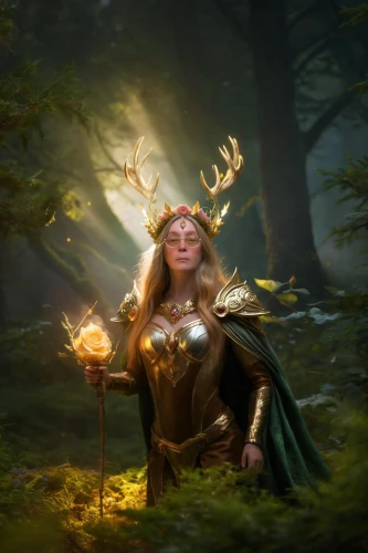 fantasy picture,glowing antlers,cernunnos,druidic,the enchantress,hela,sorceror,enchantress,dryad,fantasy portrait,celtic queen,druid,elven forest,fae,elven,faerie,fantasy woman,galadriel,kupala,archdruid