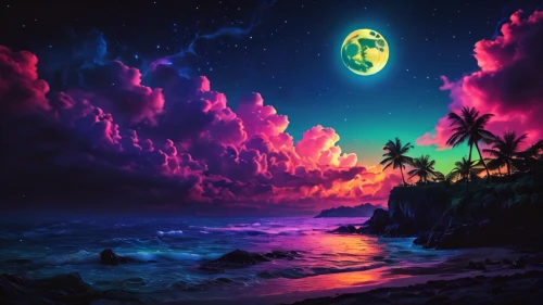 dreamscape,ocean background,dark beach,ocean paradise,dream beach,colorful background,fantasy landscape,landscape background,background colorful,purple landscape,tropical sea,lunar landscape,moon and star background,night sky,unicorn background,beautiful wallpaper,ocean,fantasy picture,dreamscapes,sea night,Photography,General,Fantasy