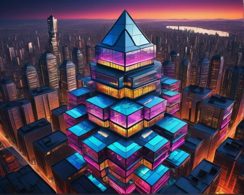 glass pyramid,kaleidoscape,cybercity,bipyramid,pyramids,hextor,pyramid,mypyramid,copperopolis,cubes,tesseract,electric tower,octahedron,cube background,shard of glass,diamond lagoon,extrapyramidal,holocron,cubic,skycraper,Art,Artistic Painting,Artistic Painting 39