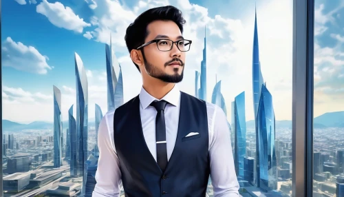 salaryman,ceo,blur office background,businesman,incorporated,3d background,businessman,tony stark,business man,citycell,skyscraping,business world,portrait background,wonderworker,industrialist,city ​​portrait,kawata,financorp,tycoon,harada,Illustration,Realistic Fantasy,Realistic Fantasy 01