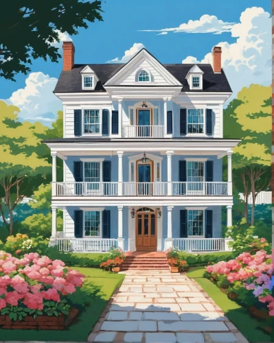 houses clipart,new england style house,house painting,dreamhouse,nantucket,maplecroft,home landscape,beautiful home,victorian house,ferncliff,country house,country estate,haddonfield,two story house,sylvania,house drawing,townhome,large home,housedress,dandelion hall,Illustration,Japanese style,Japanese Style 06