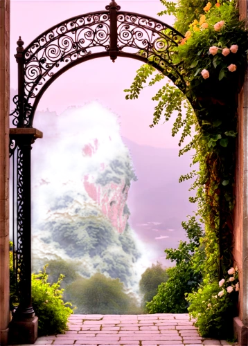 garden door,rivendell,heaven gate,secret garden of venus,rose arch,doorway,flower frame,doorways,landscape background,archways,archway,iron gate,botanical frame,gateway,the threshold of the house,frame flora,window to the world,overlook,ivy frame,towards the garden,Conceptual Art,Daily,Daily 11