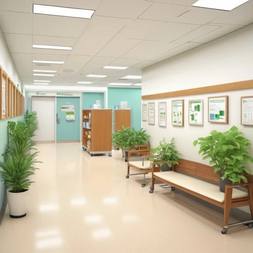 examination room,hospital ward,3d rendering,school design,hallway space,treatment room,doctor's room,potted plants,dispensary,herbarium,renderings,therapy room,therapy center,nursery,hallway,3d rendered,cleanrooms,medical center,periodontist,pediatrics,Illustration,Paper based,Paper Based 22