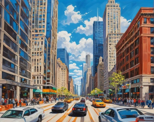 city scape,new york streets,world digital painting,cityscapes,flatiron building,city highway,photorealist,newyork,new york,streetscapes,urban landscape,streetscape,colorful city,pedestrianized,cityscape,flatiron,cityview,street scene,superhighways,urbanism,Conceptual Art,Oil color,Oil Color 24