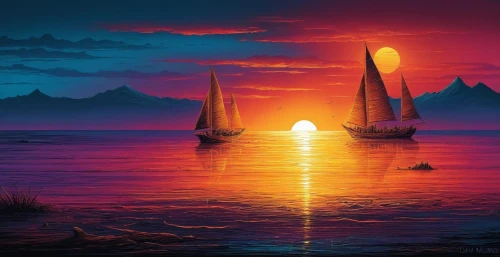 sailing boats,sailing boat,sailboats,sailboat,sailing,sailing ships,boat landscape,sail boat,fantasy landscape,world digital painting,sailing orange,sea landscape,fantasy picture,sailing ship,sea sailing ship,scarlet sail,sail ship,sailboard,seascape,sailers,Illustration,Realistic Fantasy,Realistic Fantasy 25