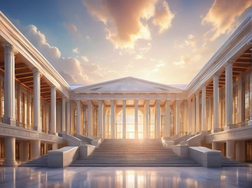 zappeion,peristyle,greek temple,the parthenon,panathenaic,parthenon,doric columns,school of athens,columns,neoclassical,egyptian temple,palladian,glyptothek,marble palace,neoclassicism,stoa,caesars,bahai,colonnades,laodicea,Illustration,Realistic Fantasy,Realistic Fantasy 01