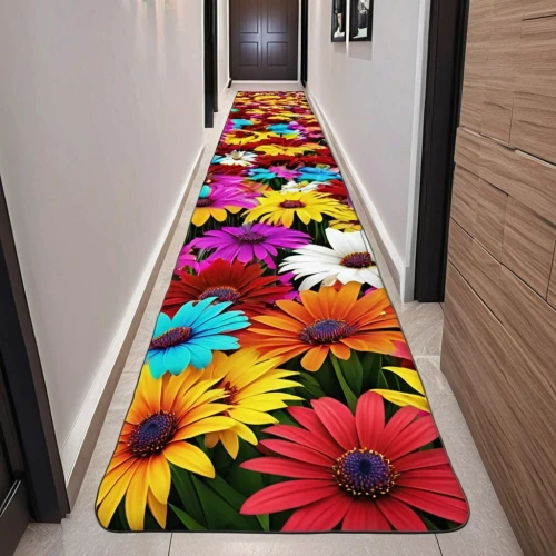 flower carpet,floral rangoli,hallway space,flower art,hallway,flower strips,flower wall en,sunflower paper,flower blanket,flower painting,walkway,cartoon flowers,nursery decoration,gerbera daisies,modern decor,rangoli,ceramic floor tile,corridor,cartoon flower,hallways,Photography,General,Realistic