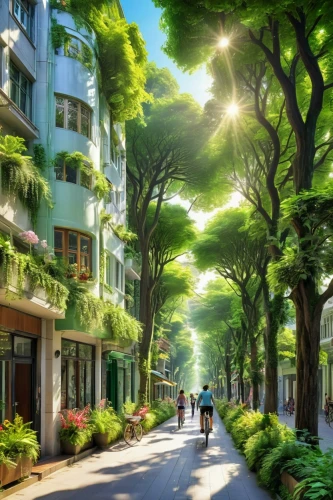 tree-lined avenue,tree lined avenue,haikou city,xiamen,greenforest,green trees,shekou,green forest,kifissia,omotesando,azabu,uzak,biopolis,saigon,hankou,waikiki,tree lined lane,green living,nantou,suburbanized,Illustration,Japanese style,Japanese Style 19