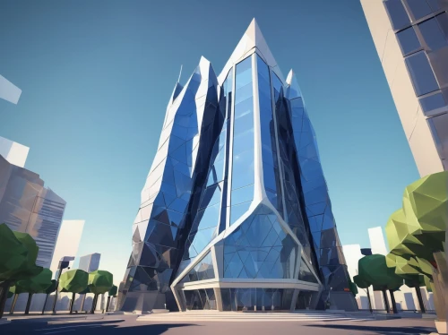 morphosis,futuristic architecture,oscorp,arcology,glass building,skyscraper,futuristic art museum,sky space concept,lexcorp,3d rendering,the skyscraper,supertall,modern architecture,citicorp,megacorporation,skyscraping,skylstad,cybercity,alchemax,shard of glass,Unique,3D,Low Poly