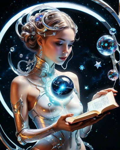 sci fiction illustration,spellbook,magic book,fantasy art,zodiac sign libra,promethea,divination,crystal ball,precognition,divinations,astral traveler,liber,stargates,blue spheres,akashic,imaginarium,libra,fantasy picture,alchemists,divinatory,Conceptual Art,Sci-Fi,Sci-Fi 24