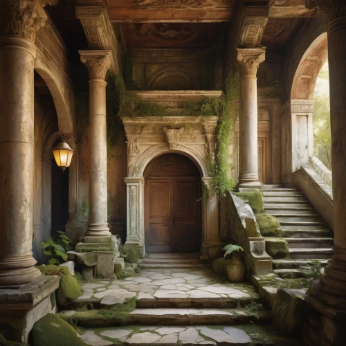 bomarzo,pillars,labyrinthian,the threshold of the house,hall of the fallen,staircase,ruins,cochere,outside staircase,kykuit,ancient house,doorways,abandoned places,stone stairs,nostell,columns,colonnaded,colonnades,alcove,entrances,Conceptual Art,Daily,Daily 15