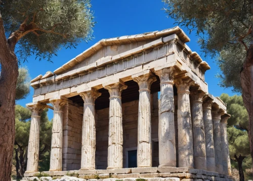 greek temple,temple of diana,baalbek,roman temple,capitolium,erechtheion,celsus library,temple of hercules,artemis temple,doric columns,tempio,the parthenon,acropolis,parthenon,segesta,caesonia,peristyle,gennadius,akropolis,panagora,Art,Classical Oil Painting,Classical Oil Painting 31