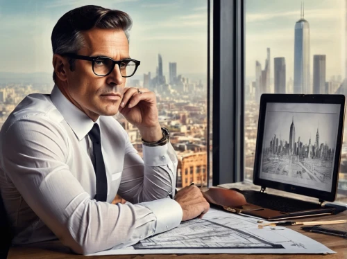 bomer,rodenstock,hazanavicius,homelander,man with a computer,bizinsider,silver framed glasses,dougray,reading glasses,powerglass,blur office background,businesman,businessman,smartsuite,modern office,computerologist,difc,piven,pachter,ceo,Illustration,Realistic Fantasy,Realistic Fantasy 40