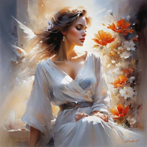 angel wings,dussel,romantic portrait,donsky,perfuming,art painting,liberto,splendor of flowers,angel wing,flower fairy,enchantment,gracefulness,perfumer,faery,beguelin,whitewings,love angel,wilk,dmitriev,the angel with the veronica veil,Conceptual Art,Oil color,Oil Color 03