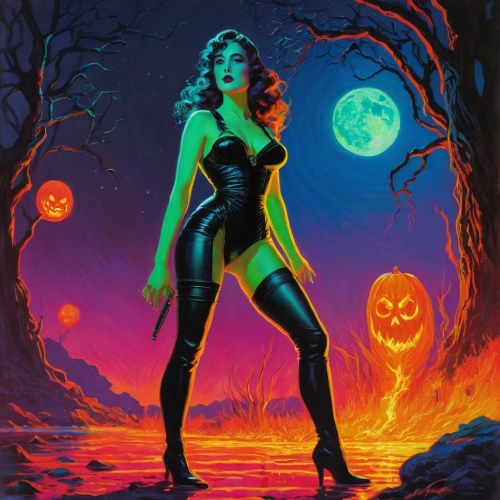 halloween poster,halloween background,samhain,halloween wallpaper,retro halloween,halloween and horror,elvira,pumpkinhead,vampira,halloween scene,vampirella,fujiko,catrina,hildebrandt,halloween 2019,emshwiller,helloween,halloween black cat,brubaker,fangoria,Art,Artistic Painting,Artistic Painting 04