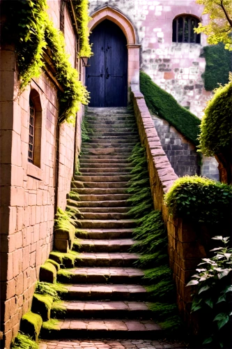 vianden,rocamadour,provins,erice,winding steps,pierrefonds,cahors,trerice in cornwall,chaumont,santenay,dordogne,rothenburg,culross,vaison,conques,narrowness,stone stairway,sarria,burford,carcassone,Illustration,Japanese style,Japanese Style 17