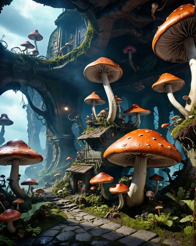 mushroom landscape,mushroom island,mushrooms,forest mushrooms,fairy forest,toadstools,cartoon forest,umbrella mushrooms,fairy village,club mushroom,conocybe,forest mushroom,shrooms,fairy world,agarics,brown mushrooms,psilocybe,mycena,cartoon video game background,inocybe,Photography,General,Realistic