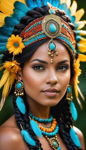 indian headdress,headdress,amerindian,polynesian girl,native american,feather headdress,african woman,headdresses,aborigine,oshun,amazonian,indian woman,american indian,warrior woman,africana,peruvian women,ancient egyptian girl,beautiful african american women,adornment,nubian,Photography,General,Cinematic