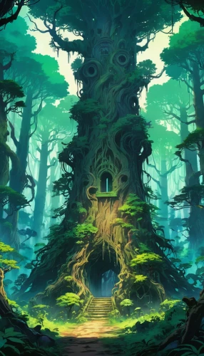 yggdrasil,house in the forest,elven forest,fairy forest,forest tree,forest background,the forest,tree house,holy forest,mushroom landscape,the forests,forest landscape,ents,forest,fairy village,fairy house,forestalls,witch's house,forest house,enchanted forest,Illustration,Japanese style,Japanese Style 03