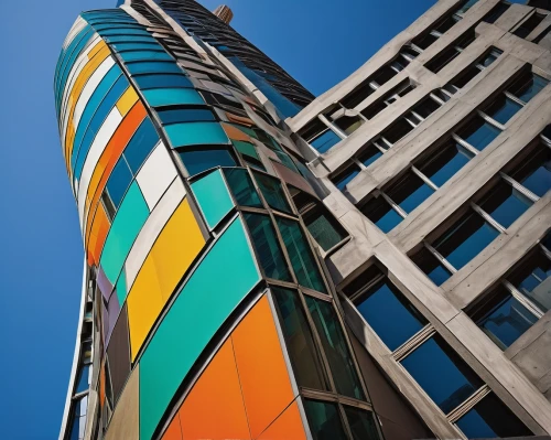 colorful facade,escala,commerzbank,enron,glass facades,belgacom,broadgate,colorful glass,abstract corporate,glass facade,medibank,centrepoint,pricewaterhousecooper,centrepoint tower,pricewaterhousecoopers,antilla,residential tower,technicolour,high rise building,glass building,Illustration,Paper based,Paper Based 08