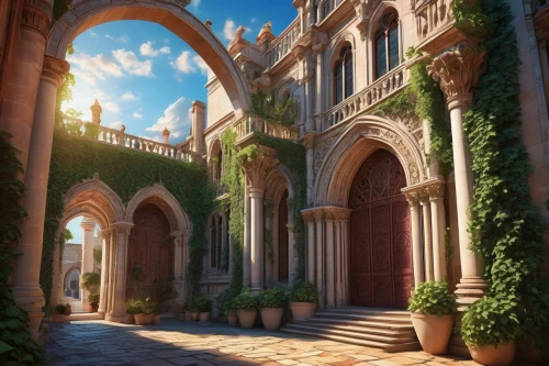 archways,theed,sapienza,castlelike,doorways,pointed arch,alhambra,entranceways,alcazar,courtyards,castle of the corvin,archway,archs,fairy tale castle,beautiful buildings,portal,venanzio,neogothic,marycrest,gateway,Conceptual Art,Daily,Daily 24