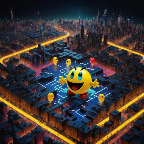 pacman,mario bros,mario,pepperberg,fantasy city,maze,lego city,brickowski,cybercity,msg,super mario brothers,ny sewer,3d render,megalopolis,cybertown,lego background,manhattanite,ny,black city,elec,Illustration,Realistic Fantasy,Realistic Fantasy 02