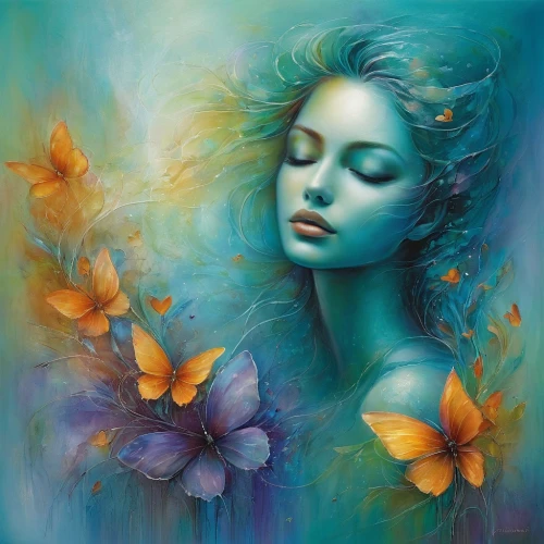 ulysses butterfly,blue passion flower butterflies,blue butterflies,passion butterfly,blue petals,faerie,faery,girl in flowers,flower painting,dreamscapes,oil painting on canvas,dream art,splendor of flowers,boho art,julia butterfly,diwata,mystical portrait of a girl,flower art,art painting,butterfly floral,Conceptual Art,Daily,Daily 32