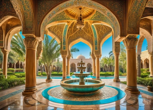 agrabah,king abdullah i mosque,garden of the fountain,mihrab,kashan,water palace,quasr al-kharana,persian architecture,deruta,qasr al watan,decorative fountains,al azhar,floor fountain,qasr,khaneh,sultan qaboos grand mosque,qalqiliya,alhambra,al nahyan grand mosque,iranian architecture,Illustration,Retro,Retro 13