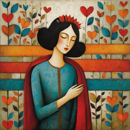 farrokhzad,persian poet,art deco woman,behbehani,gholamhossein,praying woman,colorful heart,enriqueta,painted hearts,mari makinami,inamorata,carol colman,yongjia,akhmatova,ishaqi,saint valentine,rosaline,jasinski,giorgini,petrarca,Art,Artistic Painting,Artistic Painting 29