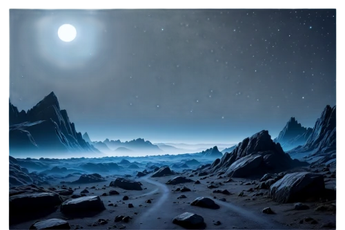 lunar landscape,moonscape,extrasolar,futuristic landscape,gliese,nightscape,fantasy landscape,moonscapes,moon and star background,landscape background,dune landscape,planet alien sky,alien planet,desert planet,night scene,ice planet,night sky,exoplanet,desert landscape,moonlit night,Illustration,Realistic Fantasy,Realistic Fantasy 25