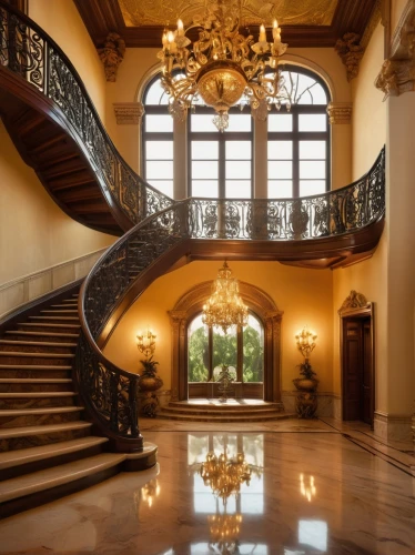 entrance hall,foyer,staircase,mansion,palladianism,luxury home interior,outside staircase,cochere,lobby,winding staircase,palatial,hallway,staircases,chateau,emirates palace hotel,entryway,luxury property,ballroom,entranceway,royal interior,Art,Classical Oil Painting,Classical Oil Painting 14