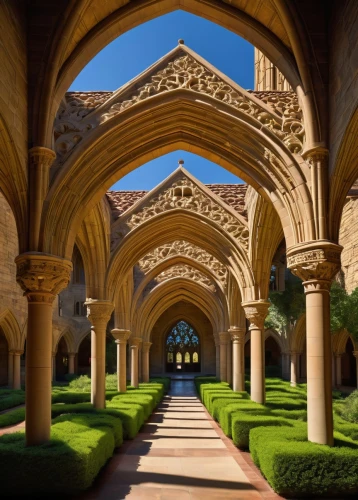 stanford university,stanford,cloister,archways,arcaded,umayyad palace,cloisters,cloistered,abbaye de belloc,abbazia,porticos,monastic,abbaye,convento,umayyad,three centered arch,western architecture,arches,motlaq,colonnades,Illustration,American Style,American Style 01