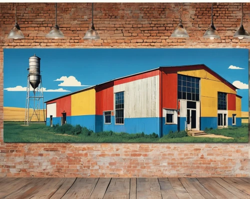 brickworks,fordlandia,microbrewery,muralist,brewery,brewpubs,brickyards,woolshed,industrial building,rackspace,industrial landscape,quilt barn,freight depot,microbreweries,taproom,muralism,lumberyard,breweries,roadhouses,wall art,Art,Artistic Painting,Artistic Painting 43