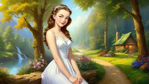 fantasy picture,fairy tale character,girl in a long dress,margaery,sylphide,landscape background,sylphides,fantasy art,faerie,celtic woman,faires,springtime background,forest background,spring background,fairyland,girl in the garden,tuatha,fairy queen,dorthy,ballerina in the woods