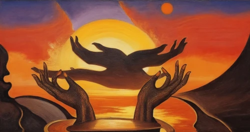 praying hands,dancing flames,oil on canvas,oil painting on canvas,fire dance,baptism of christ,igniting,sundancer,sun god,buddha's hand,burning torch,open flames,pentecost,oil painting,idolatry,samuil,flame of fire,lake of fire,renacimiento,samhain,Illustration,Realistic Fantasy,Realistic Fantasy 21