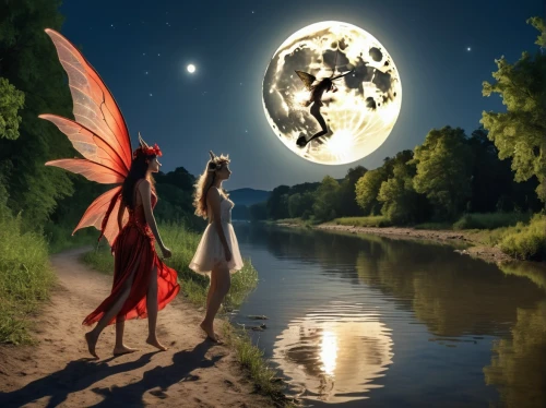 fantasy picture,the night of kupala,faerie,kupala,faery,fairies aloft,fantasy art,moonbeams,dreamtime,photo manipulation,photomanipulation,fairy world,moon and star,moon and star background,dreamscapes,fairie,world digital painting,fairy tale,moondance,antasy,Photography,General,Realistic
