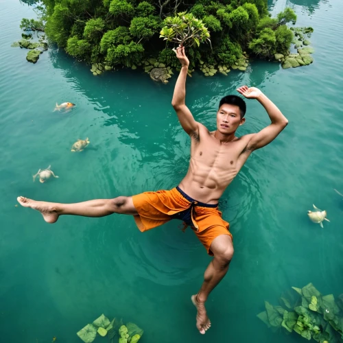 bajau,monopod fisherman,floating over lake,krabi,flying island,rope swing,jump river,nature and man,freediver,diving,cliff jumping,buakaw,island suspended,andaman sea,floating in the air,tailandia,floating on the river,pulau,koh phi phi,raja ampat,Photography,Artistic Photography,Artistic Photography 01