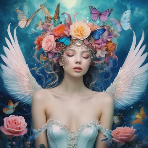 flower fairy,baroque angel,faery,faerie,fairy queen,fantasy portrait,angel,fairy,rosa 'the fairy,anjo,fantasy picture,fantasy art,the angel with the veronica veil,angel girl,winged heart,vintage angel,little girl fairy,rosa ' the fairy,mystical portrait of a girl,fantasy woman,Illustration,Realistic Fantasy,Realistic Fantasy 37